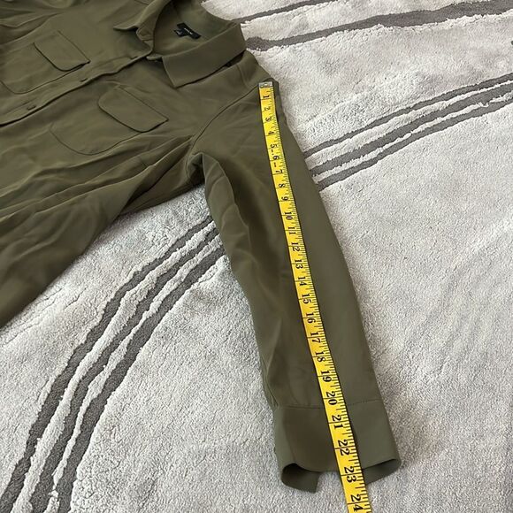 Alfani Olive Green Long Sleeve Button Down Shirt Dress Size 1X - Picture 8 of 11